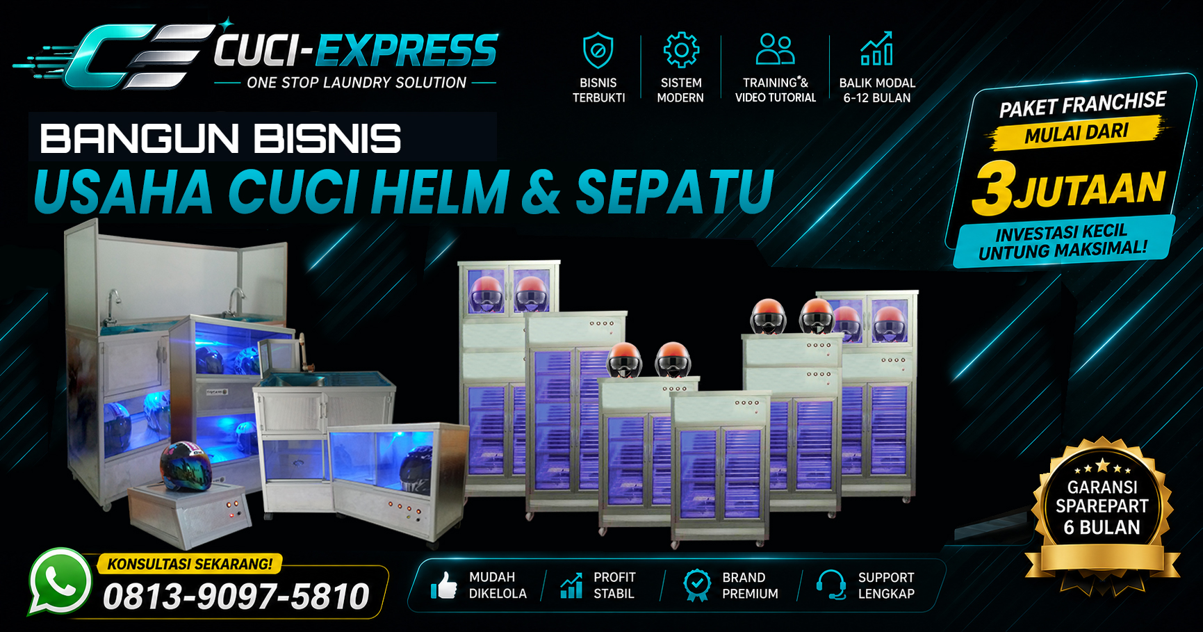 Paket Usaha Cuci Helm dan Sepatu Express
