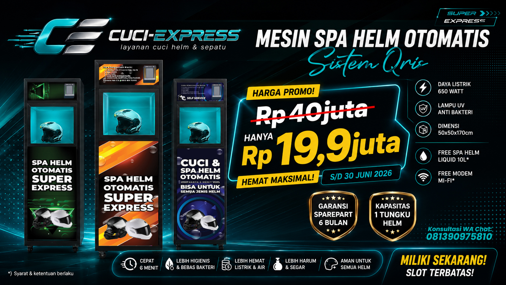 Mesin Cuci Helm Spa Helm Otomatis Sistem QRIS